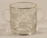 Vintage 1940s Bartlett Collins Frosted Grapes and Leaves Gold Rimmed Double Handle Glass Sugar Bowl