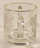 Vintage 1940s Bartlett Collins Frosted Grapes and Leaves Gold Rimmed Double Handle Glass Sugar Bowl