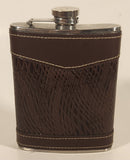 Brown Leather Wrapped Stainless Steel 7 Oz Flask