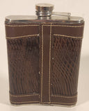 Brown Leather Wrapped Stainless Steel 7 Oz Flask