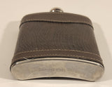 Brown Leather Wrapped Stainless Steel 7 Oz Flask