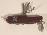Vintage Swiss Army Style Red Multi Tool Folding Pocket Knife with Compass
