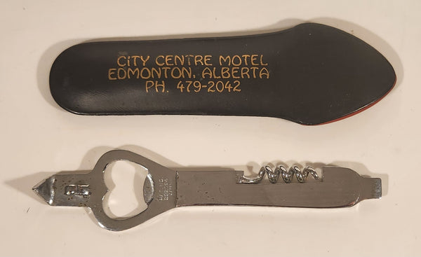 Vintage City Centre Motel Edmonton Alberta Bottle Opener Corkscrew Bar Multi Tool with Sheath Pat No. 222094 Japan