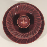 Antique 1930s Franciscan Ware Coronado Swirl Dark Red Burgundy Maroon Sauce Plate Sauce Bowl and Soy Sauce Pourer with Lid Dish Set
