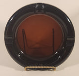 Vintage Mid Century Heavy Dark Amber Brown 7 3/4" Glass Ashtray