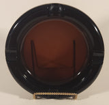 Vintage Mid Century Heavy Dark Amber Brown 7 3/4" Glass Ashtray