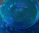 Vintage Fenton Ruffled Edge Hobnail Blue Uranium Glass Flower Vase