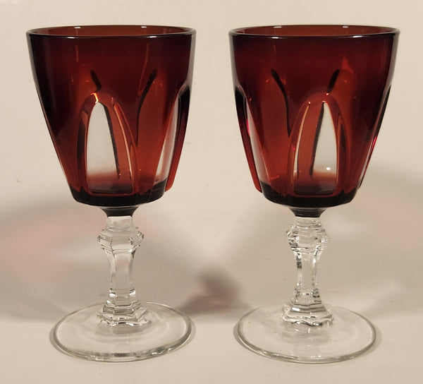 Vintage Cristal D'arques Durand Gothic Ruby Red Wine Sherry Glasses Set of 2