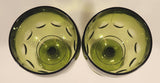 Vintage Bartlett Collins Thumbprint Avocado Green Glass Pedestal Cup Goblets Set of 2