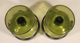 Vintage Bartlett Collins Thumbprint Avocado Green Glass Pedestal Cup Goblets Set of 2