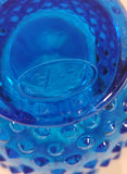 Vintage Fenton Ruffled Edge Hobnail Blue Uranium Glass Flower Vase
