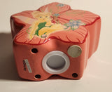 Disney Tinkerbell Pink Star Shaped Flower 6" Tall Ceramic Coin Bank