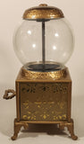 2007 Jelly Belly Gold Colored Ornate 9" Tall Candy Jellybean Dispenser Gumball Machine