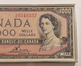 Vintage Canada $1000 Dollar Bill 9 3/4" x 21" Wall Clock