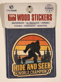 Everyname 100% Real Wood Stickers Hide And Seek World Champion 2" x 2" Wood Sticker Badge New in Package