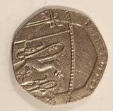 2014 UK Great Britain Royal Shield Twenty Pence Copper-Nickel Metal Coin