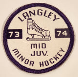 1973-74 Langley Minor Hockey Mid Juv. Embroidered Fabric Patch Badge