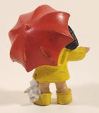 Vintage 1984 OAA Cabbage Patch Kids Girl in Yellow Rain Coat Holding Red Umbrella 2 5/8" PVC Toy Figure