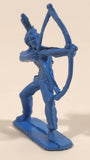 Native Indian Warrior with Bow and Arrow Blue 2" Tall Plastic Toy Figure