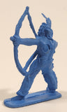 Native Indian Warrior with Bow and Arrow Blue 2" Tall Plastic Toy Figure