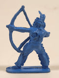 Native Indian Warrior with Bow and Arrow Blue 2" Tall Plastic Toy Figure