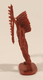 Native Indian Chief Warrior with Bow and Arrow Red 2 3/4" Tall Plastic Toy Figure