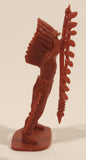 Native Indian Chief Warrior with Bow and Arrow Red 2 3/4" Tall Plastic Toy Figure