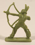 Native Indian Warrior with Bow and Arrow Green 2" Tall Plastic Toy Figure
