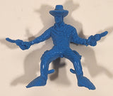 Cowboy with Two Pistols Blue 1 3/4" Tall Plastic Toy Figure