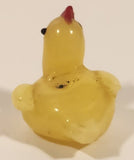 Yellow Chicken Hen Miniature Tiny 5/8" Hand Blown Glass Figurine