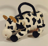 Black and White Cow 12" Stuffed Plush Toy Zipper Bag Purse