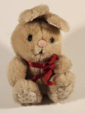1982 R. Dakin & Company Light Brown Bunny Rabbit with Red Bow 8" Stuffed Plush Toy