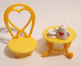 2015 Kinder Maxi Hello Kitty Tea Break Yellow Chair and Table with Tea Set Plastic Toy Dollhouse Furniture