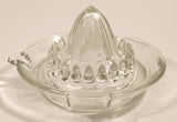 Vintage 1940s Lemon Hand Juicer Reamer Depression Glass Bowl with Handle and Pour Spout