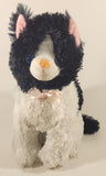 Black and White Cat with Pink Bow 12" Stuffed Plush Toy