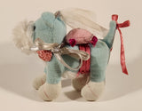 White Blue Ring Bearer Dog with Veil, Pink Bows and Pink Pillow 4" Stuffed Plush Toy