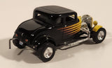 Rare 2000 RV-MM LLC Road Signatures Show Rodz 1932 Ford 3-Window Coupe Black and Yellow Die Cast Toy Car Vehicle with Rubber Tires