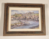 Vintage Pat Bell Whitby From New Bridge Painting 7 1/2" x 9 1/2" Wood Framed Print