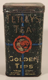 Rare Antique Tetleys Tea Golden Tips Dark Green Tin Metal Container
