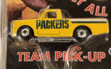 1998 White Rose Collectibles NFL Team Collectibles Green Bay Packers Pickup Truck Yellow Die Cast Toy Car Vehicle with Team Coin New in Package