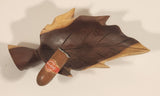 Very Rare Quintero Tabacos Habana Cigars 3D Hand Crafted Leaf Shaped Wooden Ash Tray with Faux Burnt Cigar