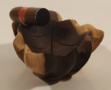 Very Rare Quintero Tabacos Habana Cigars 3D Hand Crafted Leaf Shaped Wooden Ash Tray with Faux Burnt Cigar