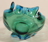 Vintage Chalet Lorraine Style Blue and Green 9" Basket Art Glass Candy Dish