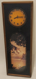 Rare Vintage 1970s Deko Looking Through The Trees Water View 12" x 34" Wood Framed Shadow Box Wall Clock