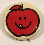 Vintage Expert Apple Picker Red Apple with Smiley Face 1 3/8" Round Button Pin