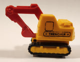Trencher Excavator Wind Up Yellow and Red Die Cast Toy Construction Vehicle with Rubber Tracks
