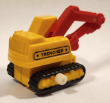 Trencher Excavator Wind Up Yellow and Red Die Cast Toy Construction Vehicle with Rubber Tracks