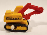 Trencher Excavator Wind Up Yellow and Red Die Cast Toy Construction Vehicle with Rubber Tracks