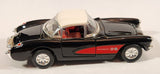 Sunnyside Superior SS 5709 1957 Corvette Black with White Roof Pull Back 1/32 Scale Die Cast Toy Car Vehicle with Opening Doors and Hood