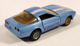 Yatming Road Tough Sports Rider No. 8306 Chevrolet Corvette Sky Blue Pull Back 1/42 Scale Die Cast Toy Car Vehicle with Opening Doors